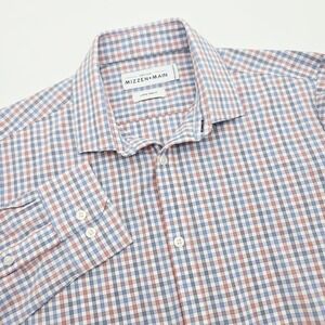Mizzen + Main Leeward Men's Large Trim Blue/Red Check Performance Button Up